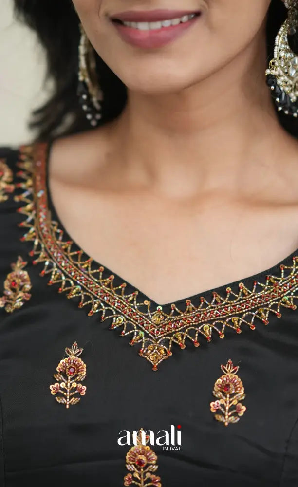 Black Aari Handworked Anarkali Anarkalis
