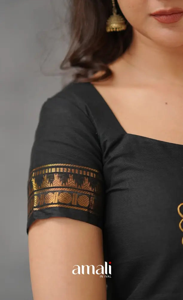 Black Chettinad Cotton Anarkali Anarkalis
