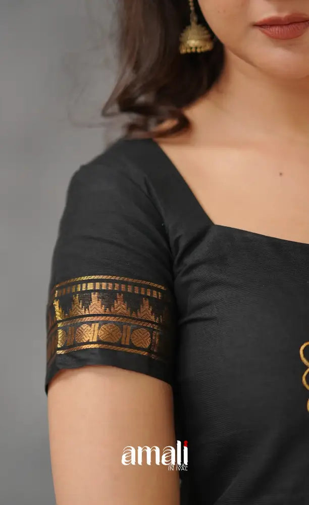 Black Chettinad Cotton Anarkali Anarkalis