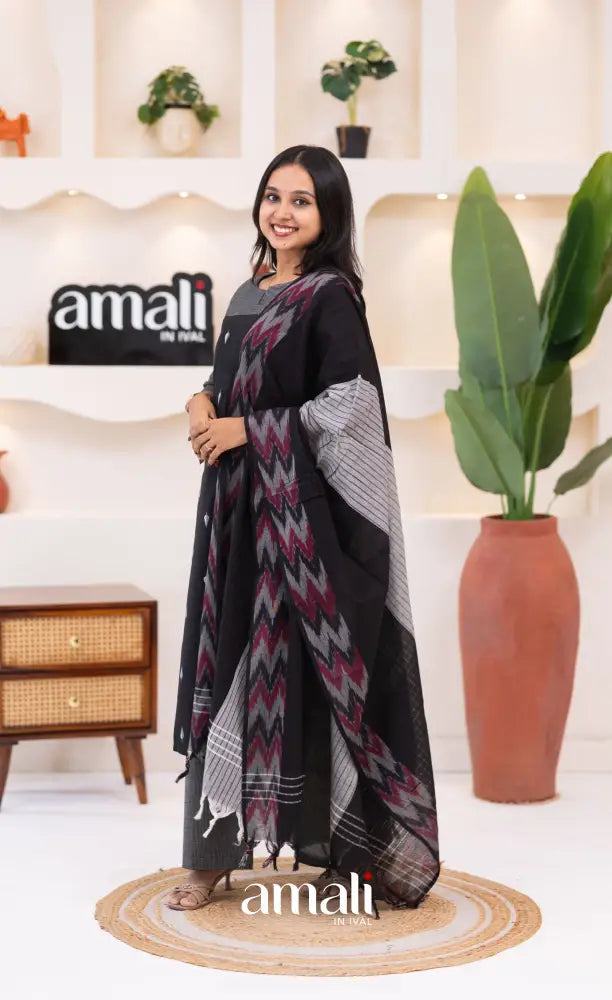 Black Cotton Salwar Set - salwar