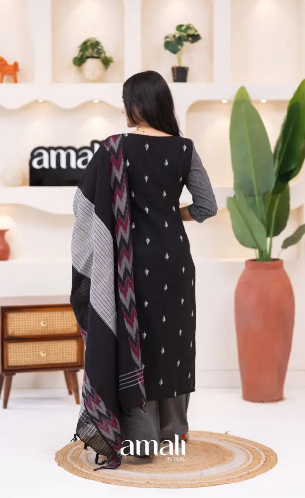 Black Cotton Salwar Set - salwar
