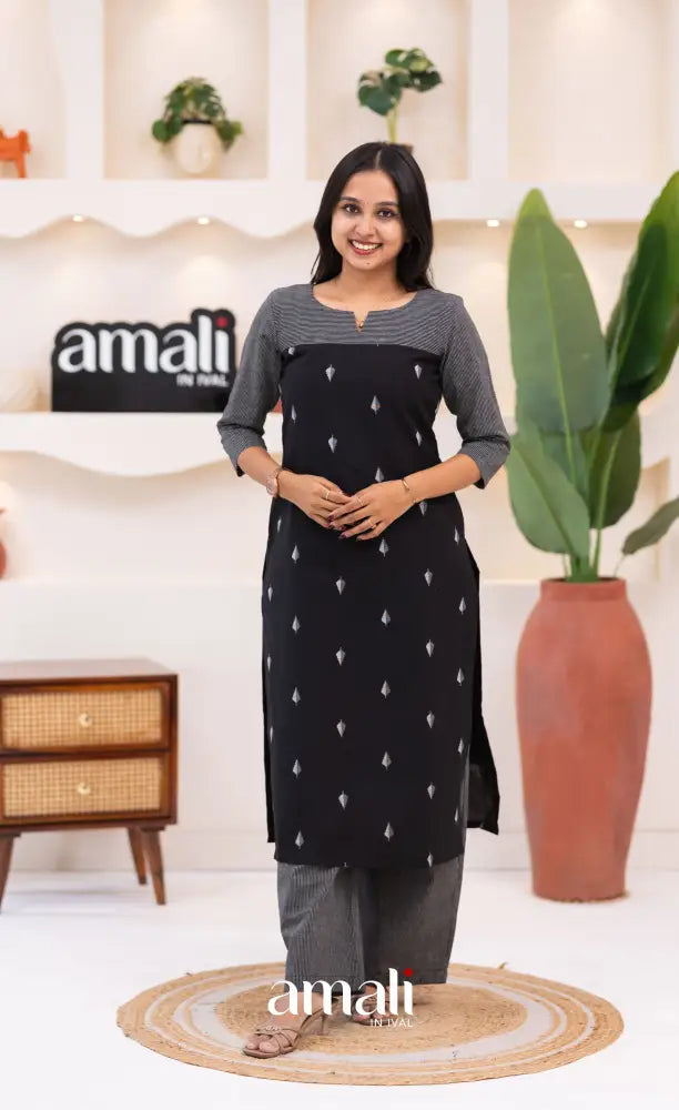 Black Cotton Salwar Set - salwar