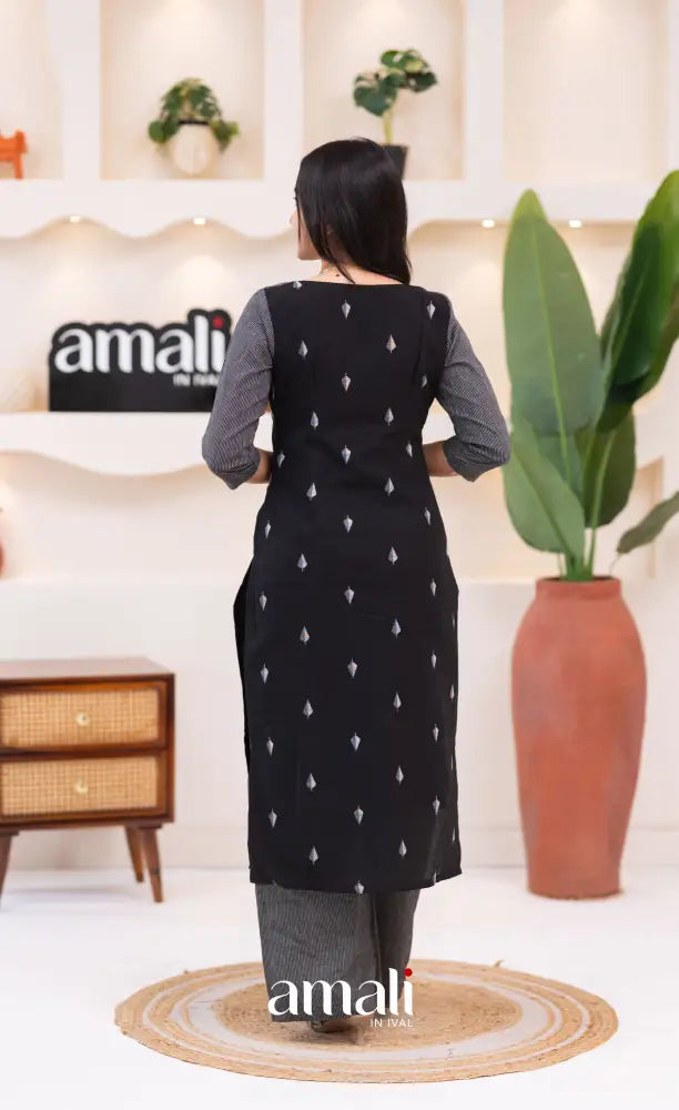 Black Cotton Salwar Set - salwar