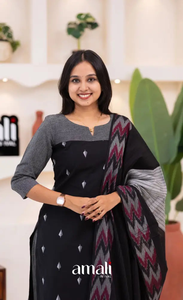 Black Cotton Salwar Set - salwar