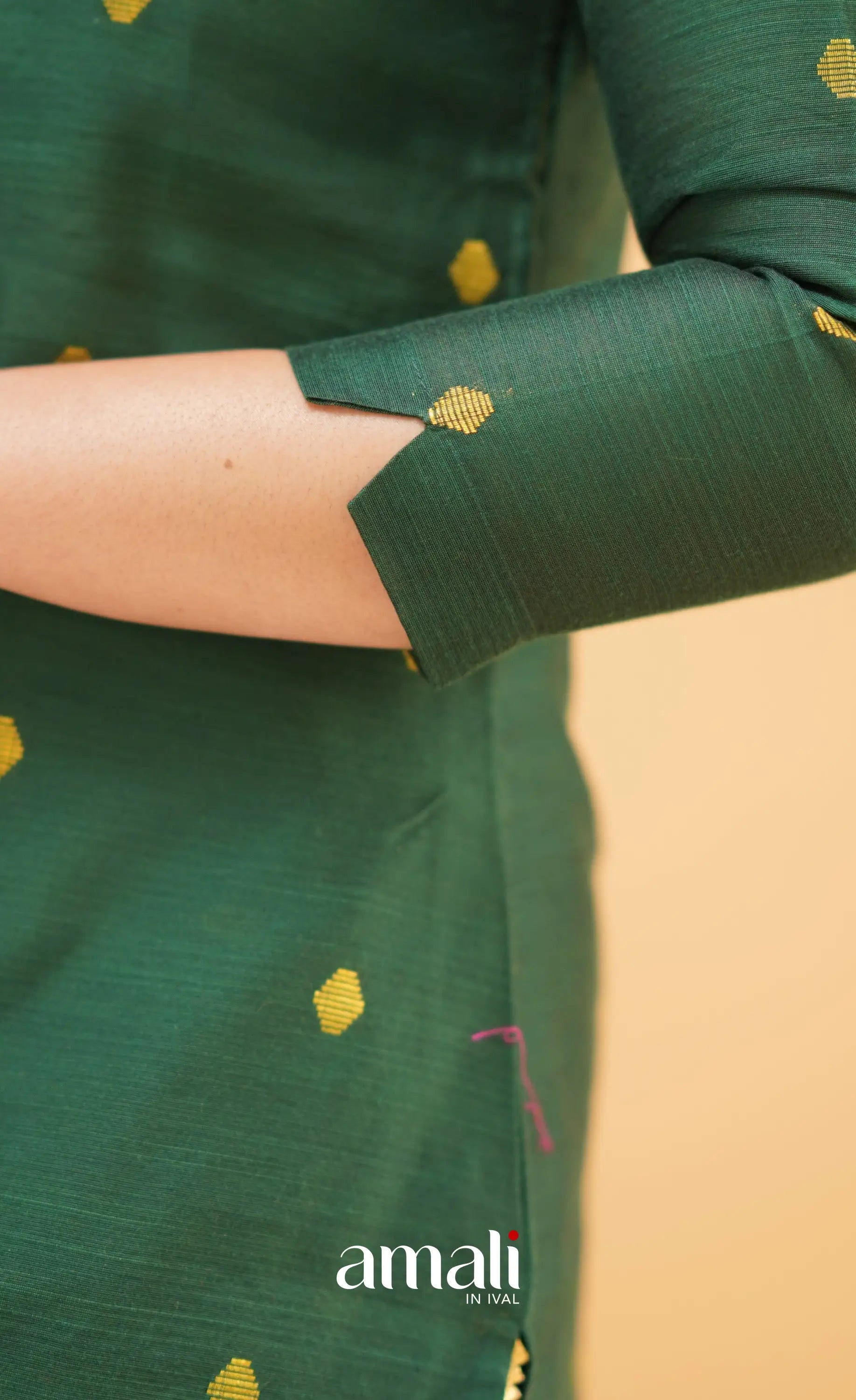 Bottle Green Slub Cotton Silk Kurti