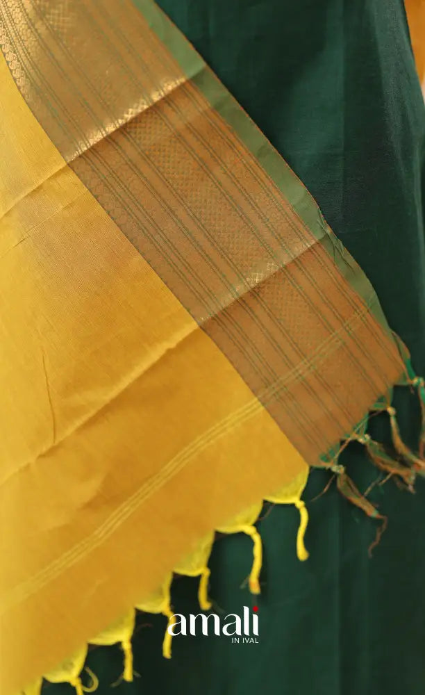 Bright Golden Yellow With Dual Border Chettinad Cotton Dupatta salwar