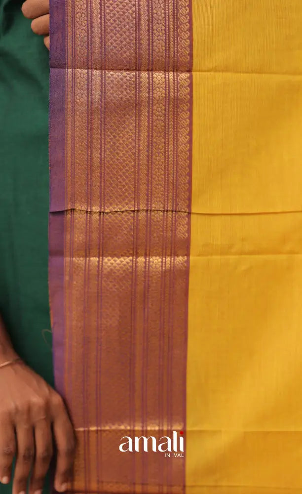 Bright Golden Yellow With Dual Border Chettinad Cotton Dupatta salwar