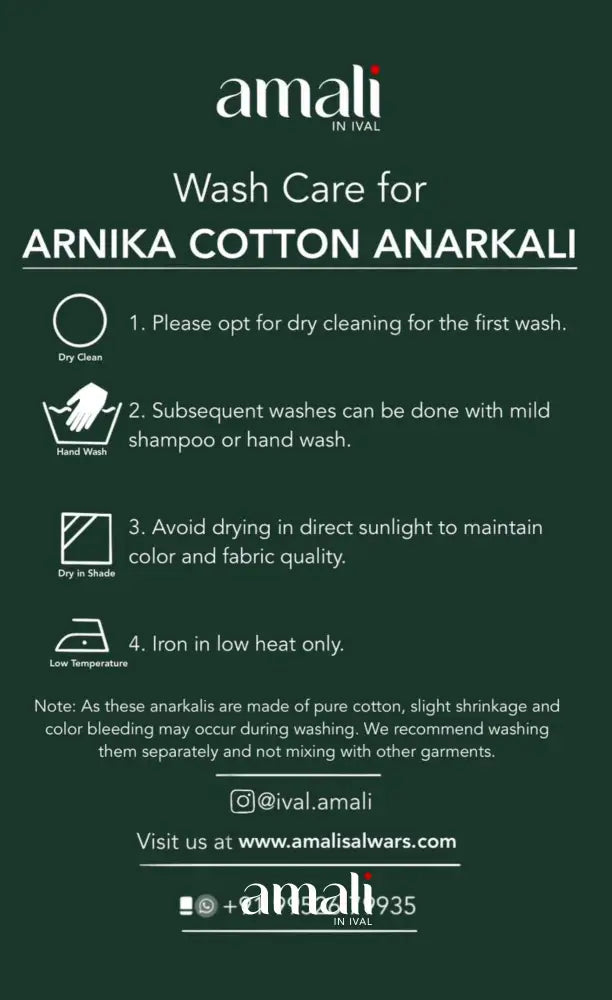 Chettinad Cotton Anarkali - Dark Green and Mustard Orange Anarkalis