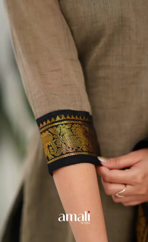 Cotton Kurti - Ash and Black salwar