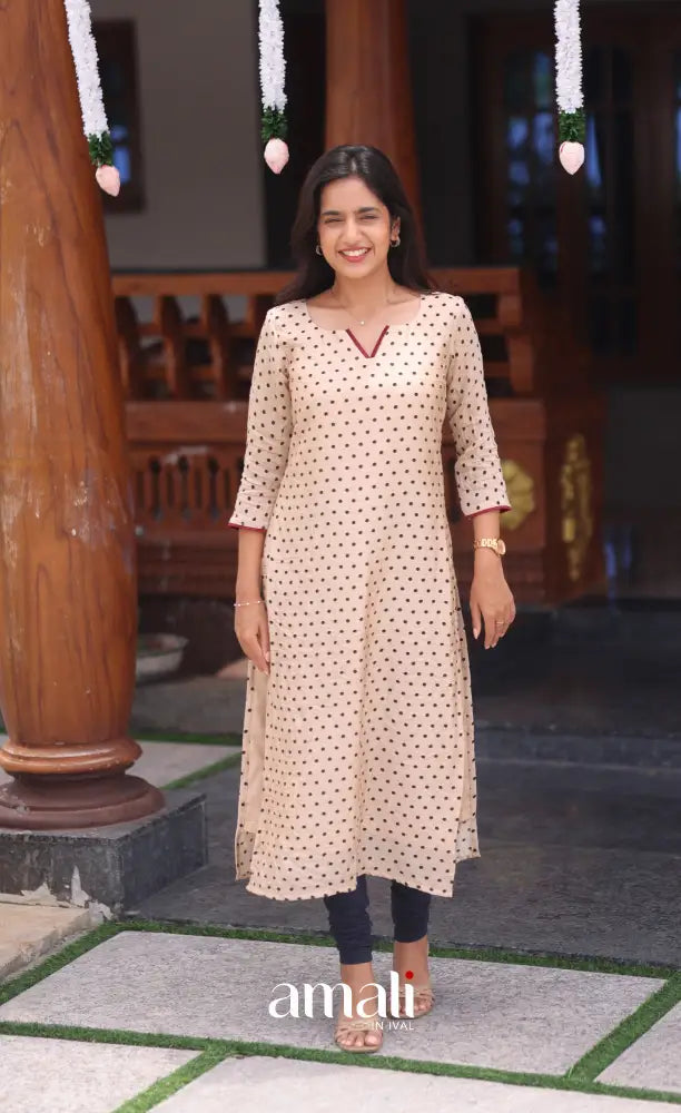 Cream and Dark blue Crush Blend Cotton Salwar - salwar
