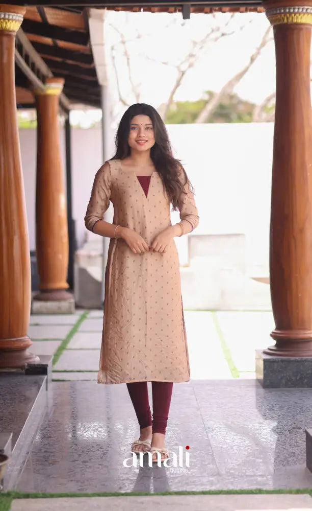 Creamish beige and Maroon Crush Blend Cotton Salwar - salwar