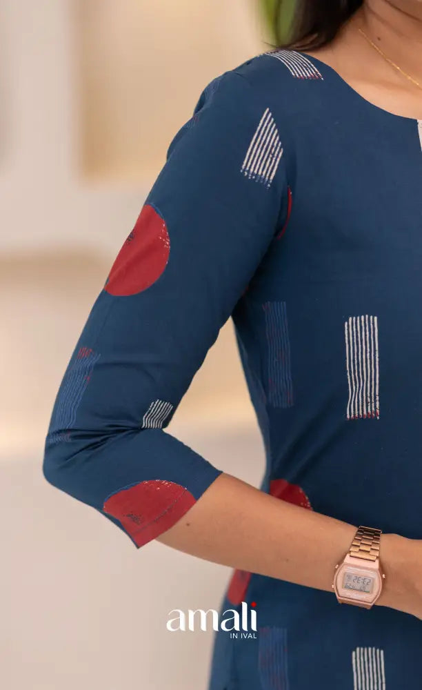 Deep Blue Jaipur Print Cotton Top and Pant - salwar