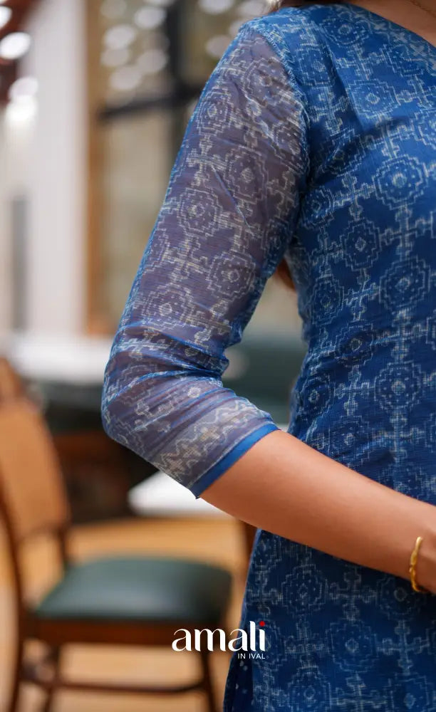 Deep blue Monotone Hand block printed Kota Salwar - salwar