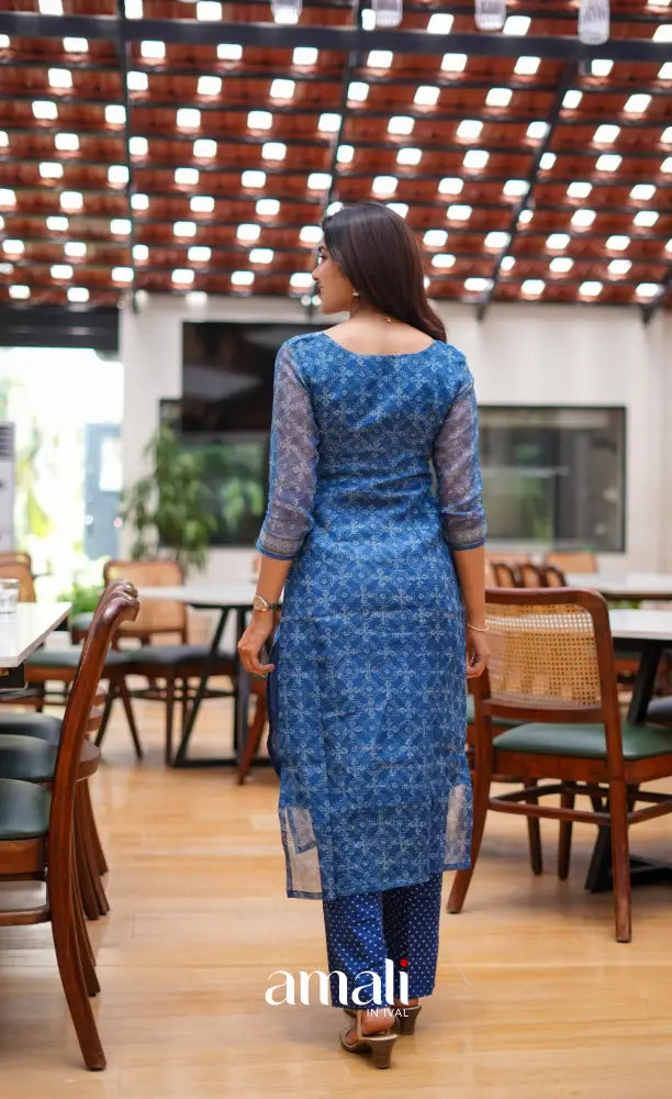 Deep blue Monotone Hand block printed Kota Salwar - salwar