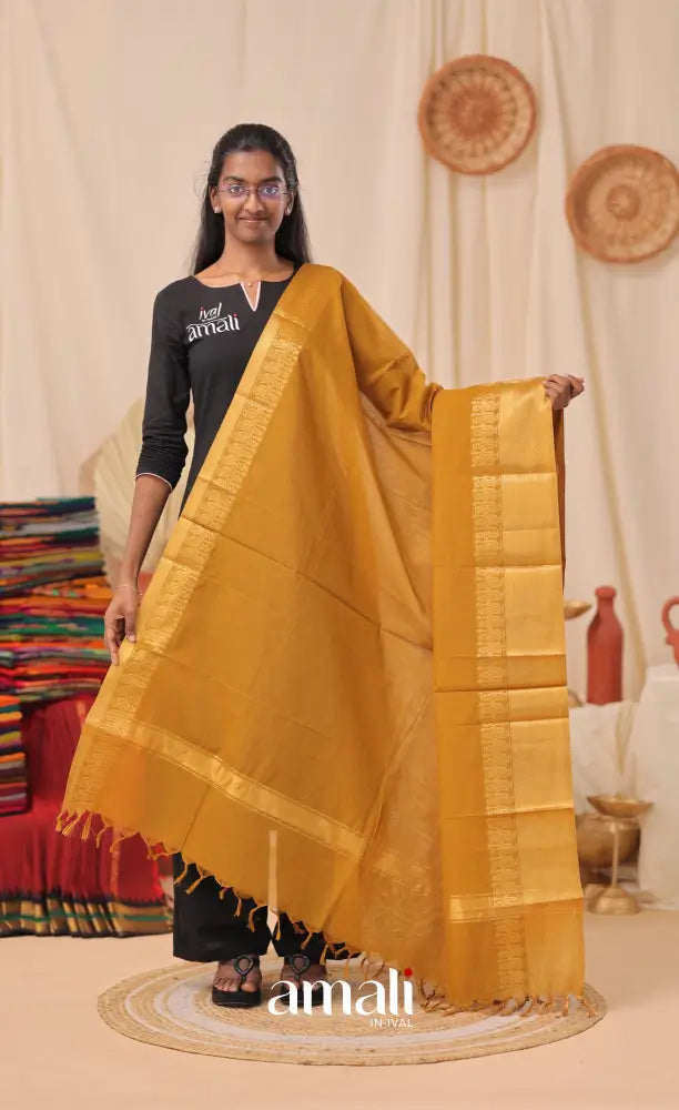 Deep Mustard With Gold Chettinad Cotton Dupatta salwar