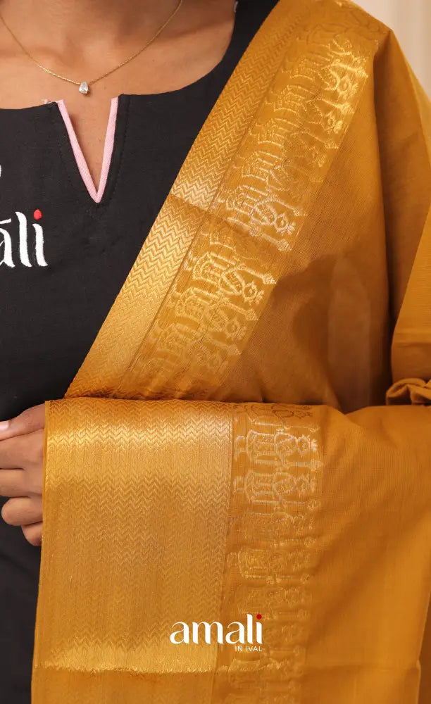 Deep Mustard With Gold Chettinad Cotton Dupatta salwar