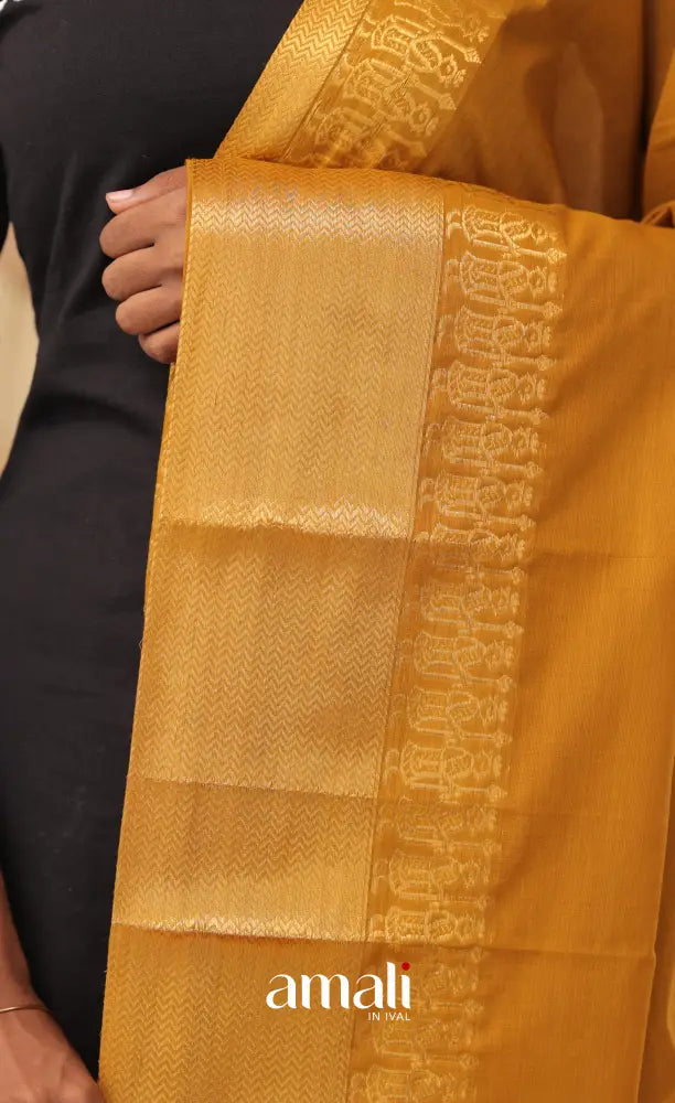 Deep Mustard With Gold Chettinad Cotton Dupatta salwar