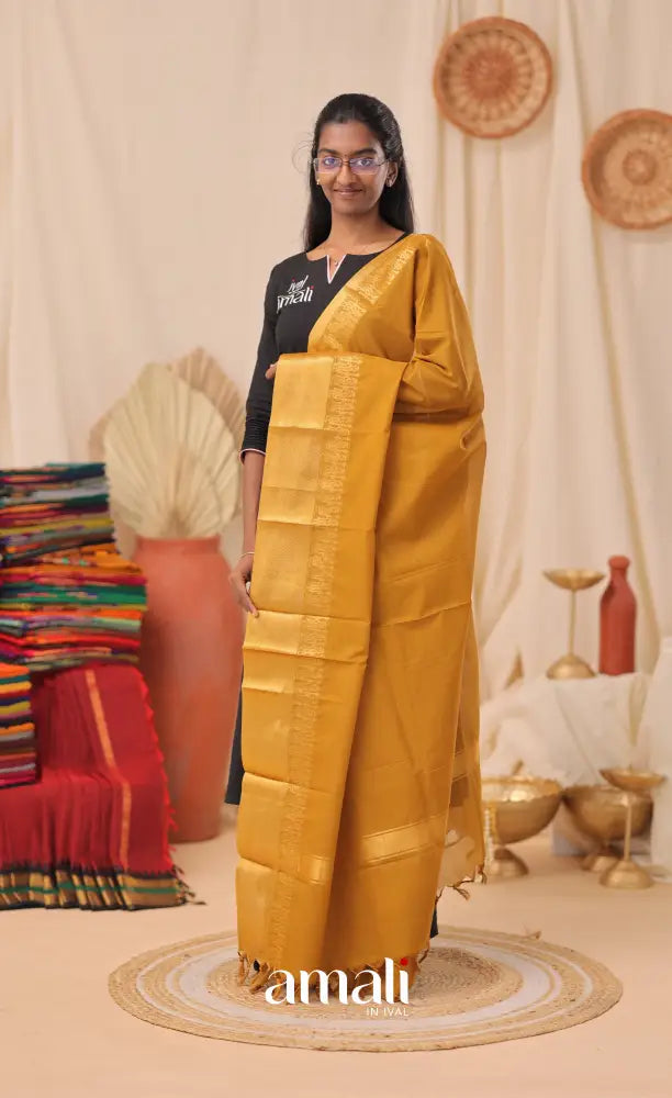 Deep Mustard With Gold Chettinad Cotton Dupatta salwar