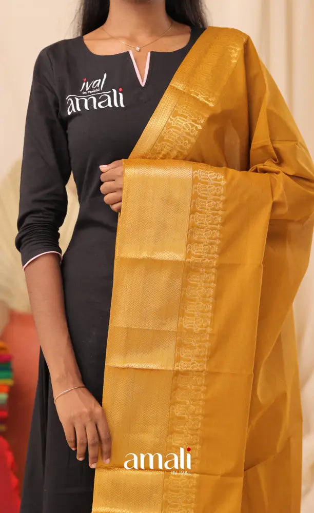 Deep Mustard With Gold Chettinad Cotton Dupatta salwar