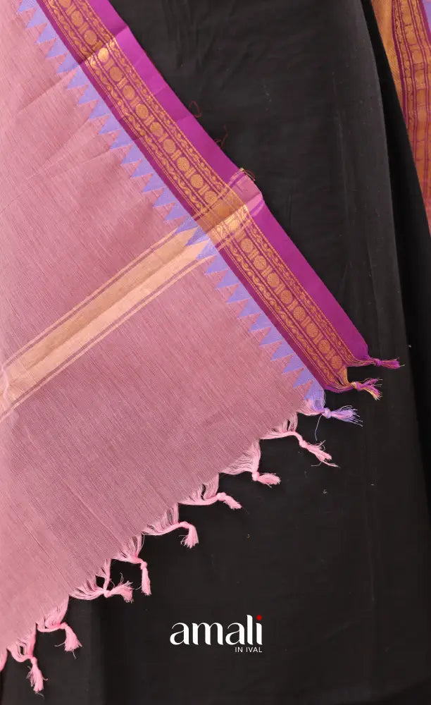 Dusty Pink With Purple Chettinad Cotton Dupatta salwar