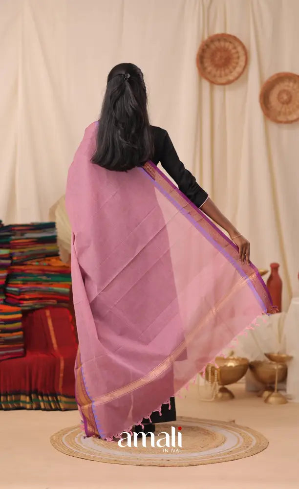 Dusty Pink With Purple Chettinad Cotton Dupatta salwar