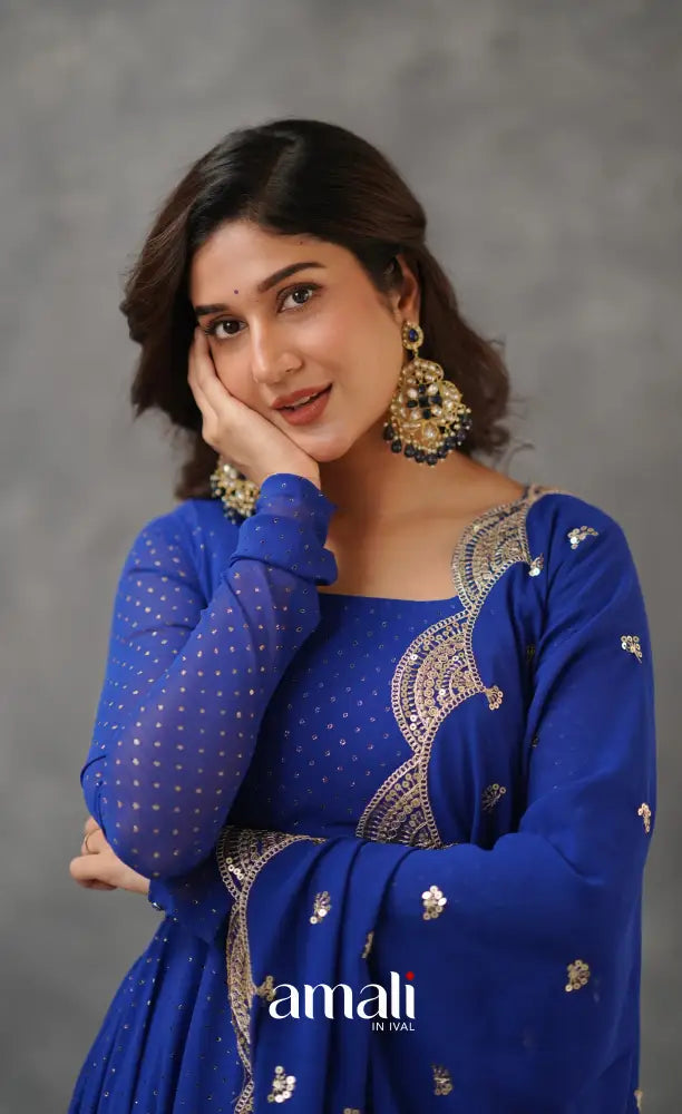 Georgette Anarkali - Royal Blue Anarkalis