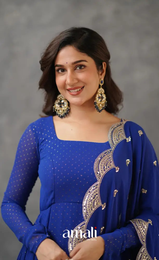 Georgette Anarkali - Royal Blue Anarkalis