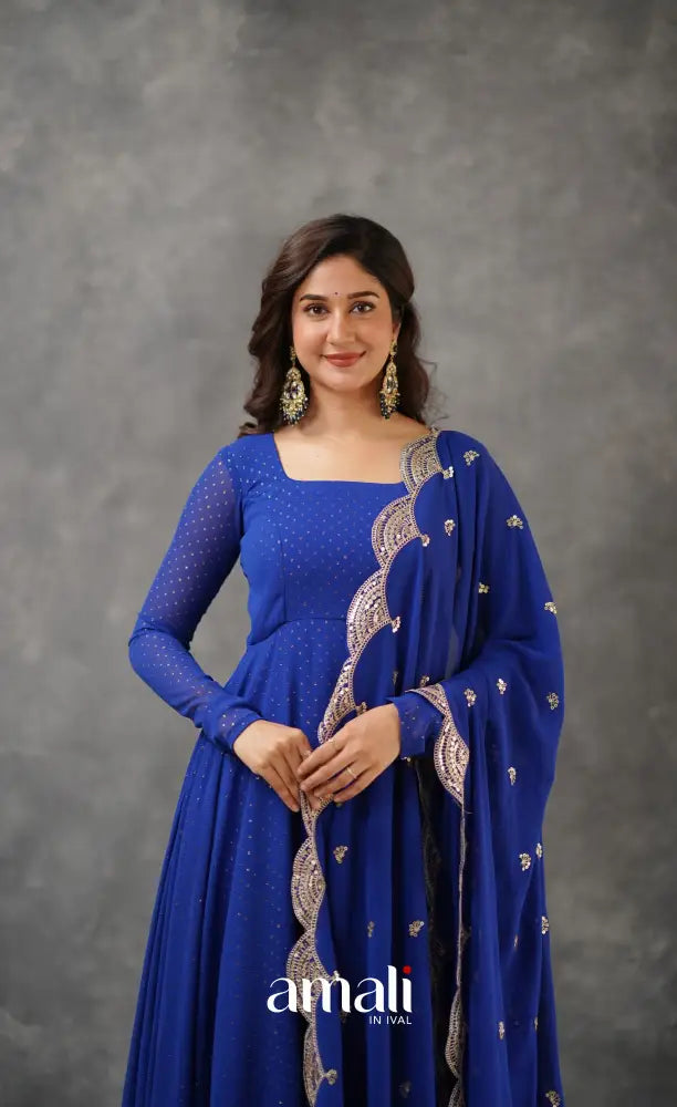 Georgette Anarkali - Royal Blue Anarkalis