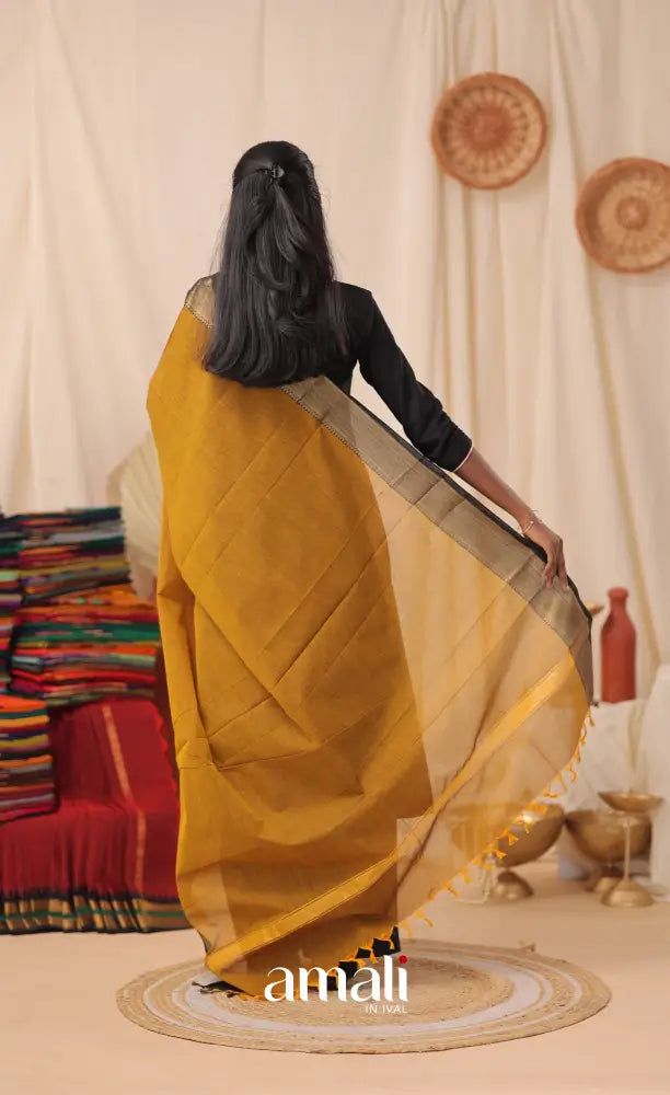 Golden Mustard With Black Chettinad Cotton Dupatta salwar