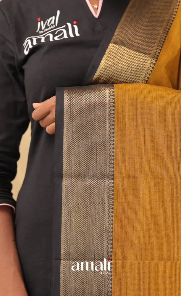 Golden Mustard With Black Chettinad Cotton Dupatta salwar