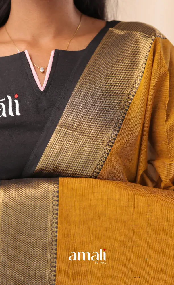Golden Mustard With Black Chettinad Cotton Dupatta salwar