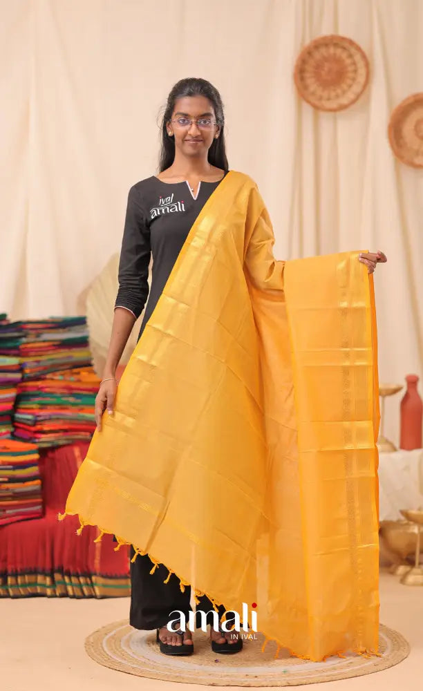 Golden Yellow With Gold Chettinad Cotton Dupatta salwar
