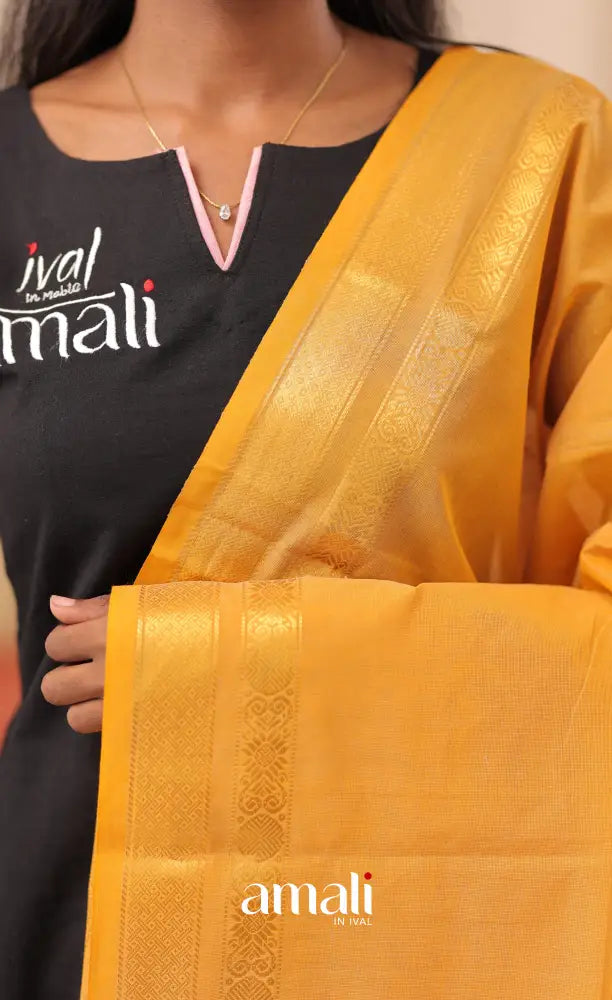 Golden Yellow With Gold Chettinad Cotton Dupatta salwar