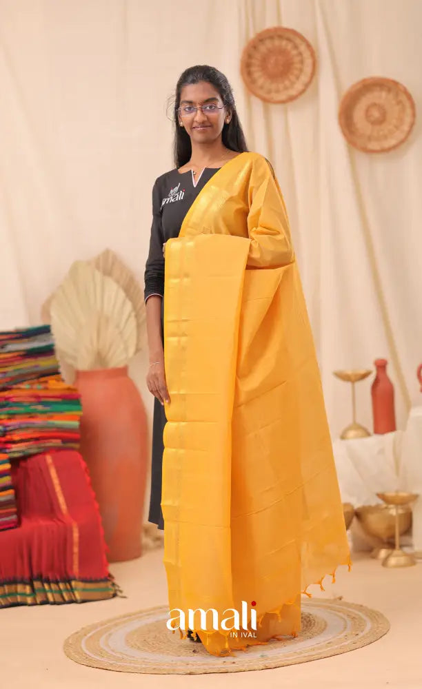 Golden Yellow With Gold Chettinad Cotton Dupatta salwar