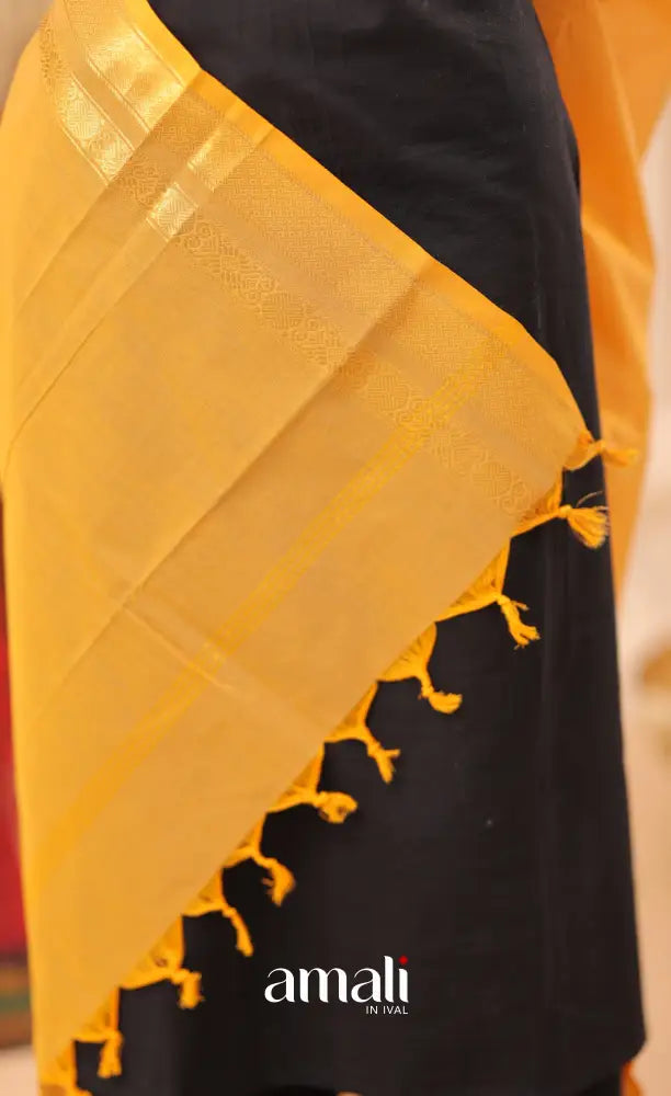 Golden Yellow With Gold Chettinad Cotton Dupatta salwar