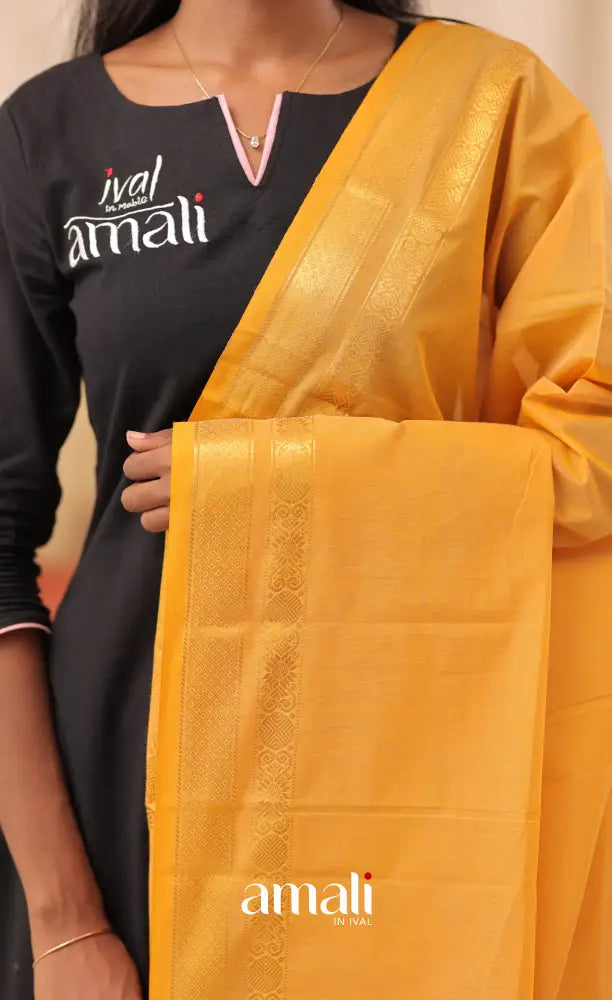 Golden Yellow With Gold Chettinad Cotton Dupatta salwar