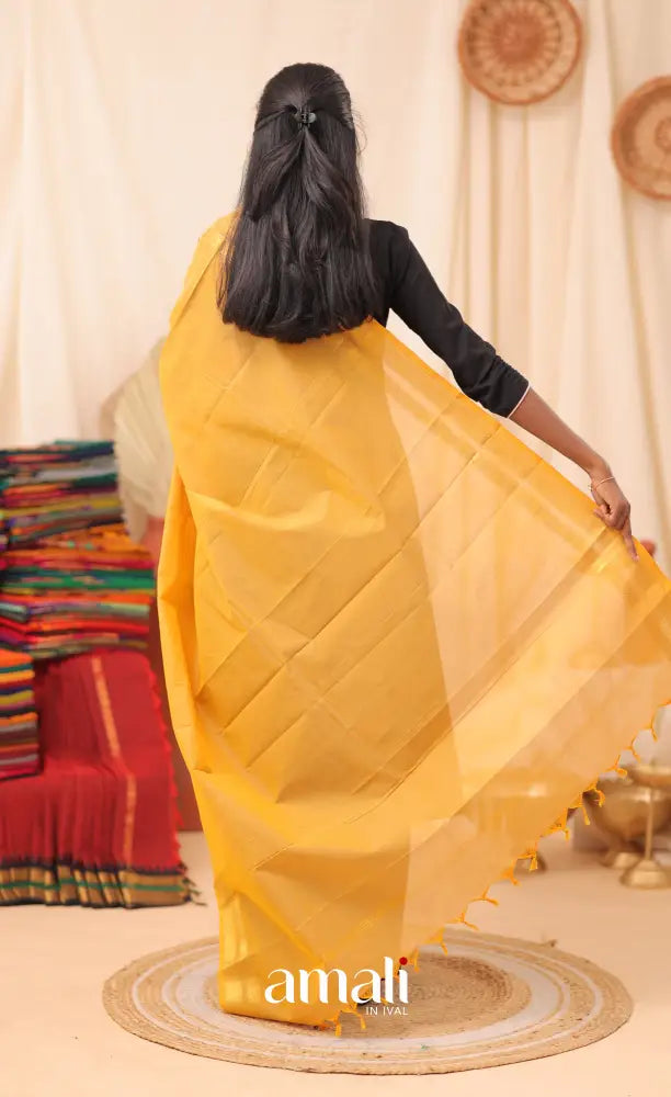 Golden Yellow With Gold Chettinad Cotton Dupatta salwar