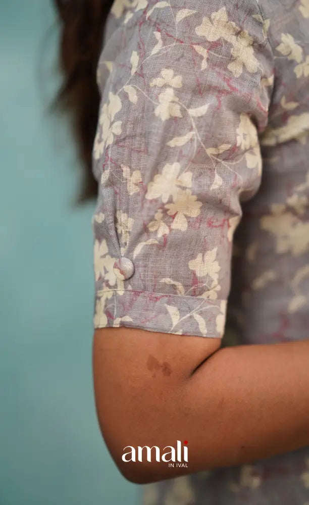 Grey Semi Linen Kurti Co-ord sets