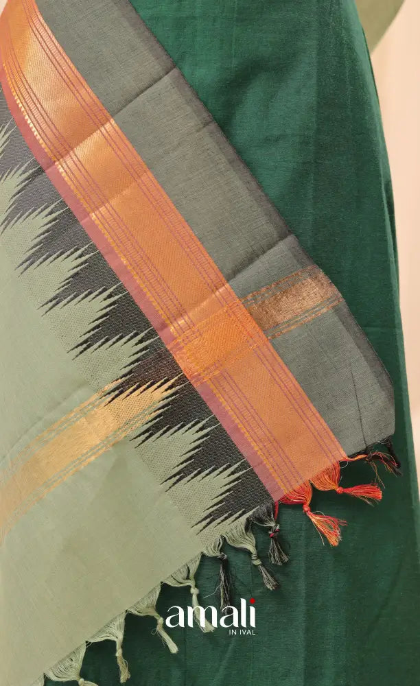 Greyish Green With Multicolours Chettinad Cotton Dupatta salwar