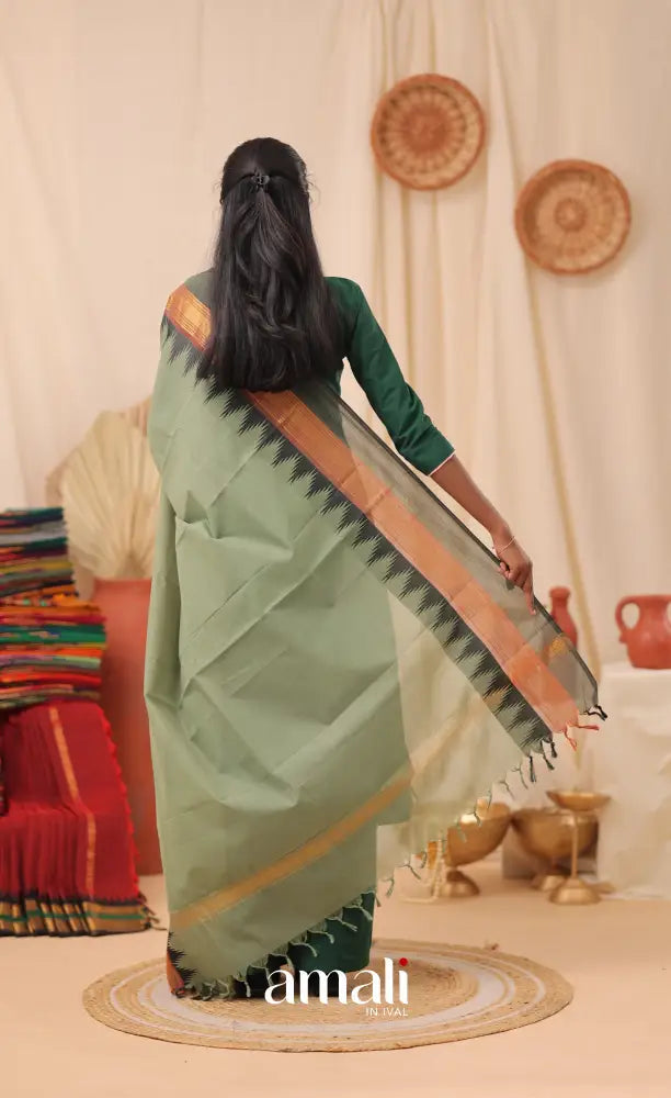Greyish Green With Multicolours Chettinad Cotton Dupatta salwar
