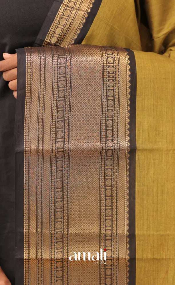 Henna Green With Black Chettinad Cotton Dupatta salwar