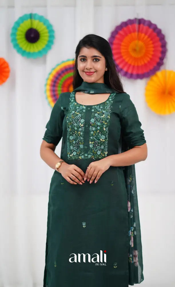Laila Linen Salwar - Dark Green salwar