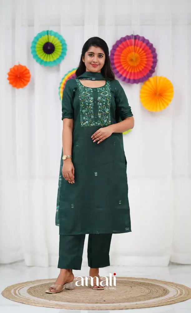 Laila Linen Salwar - Dark Green salwar