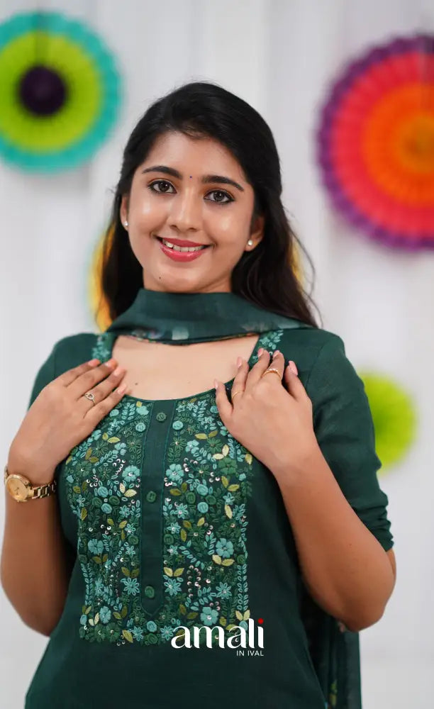 Laila Linen Salwar - Dark Green salwar