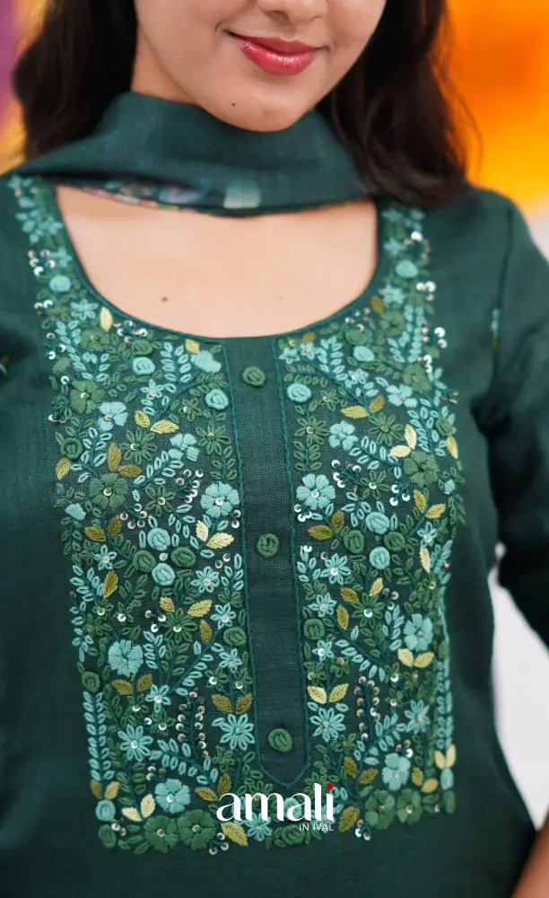 Laila Linen Salwar - Dark Green salwar