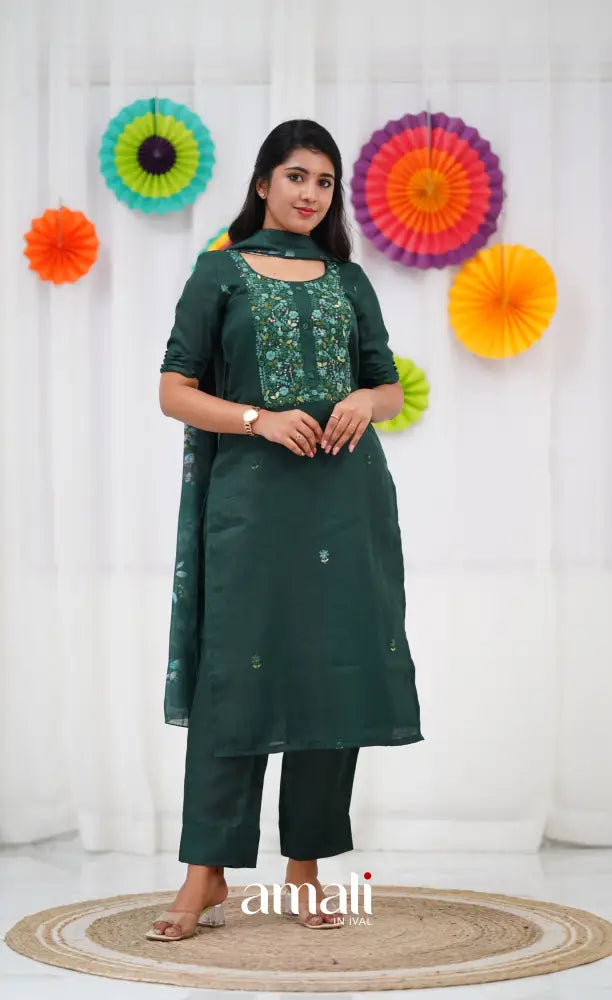 Laila Linen Salwar - Dark Green salwar