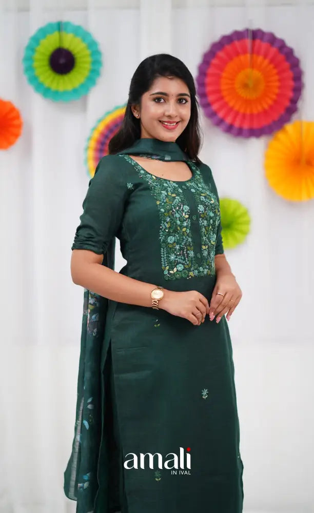 Laila Linen Salwar - Dark Green salwar