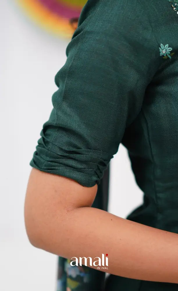 Laila Linen Salwar - Dark Green salwar