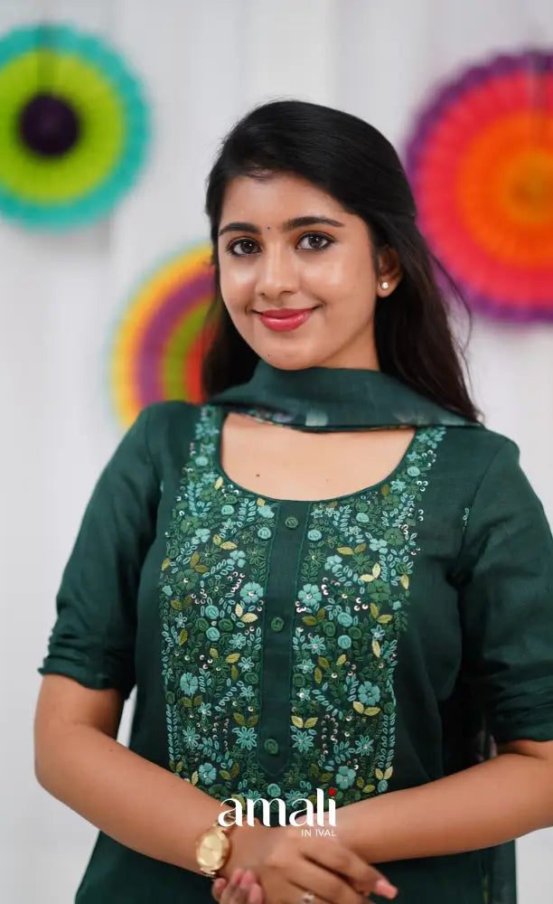 Laila Linen Salwar - Dark Green salwar