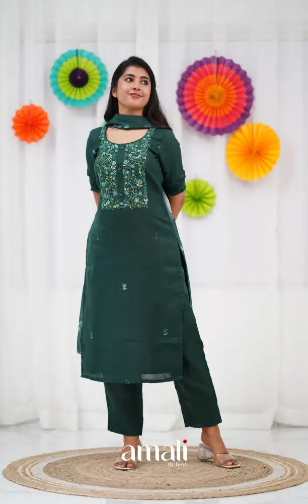 Laila Linen Salwar - Dark Green salwar